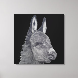 levensechte potloodtekening schattige ezel canvas afdruk