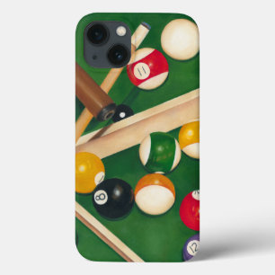 Levensgetrouwe Biljarttafel met Ballen en Krijt iPhone 13 Hoesje