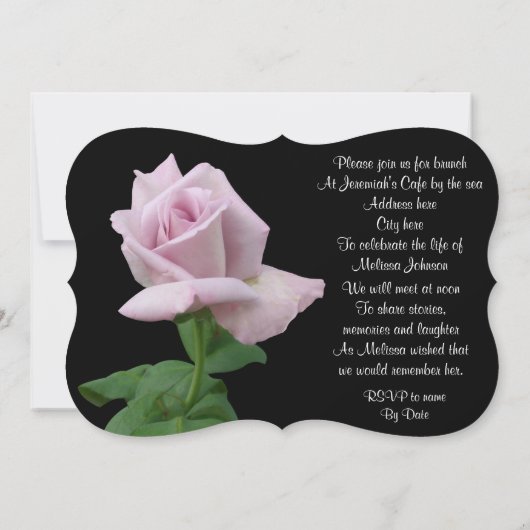 Levensgeviering roos uitnodigende lavender kaart (Achterkant)