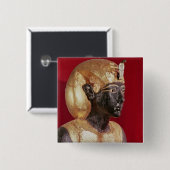 Levensgroottebeeld van Tutankhamun Vierkante Button 5,1 Cm (Voorkant /achterkant)