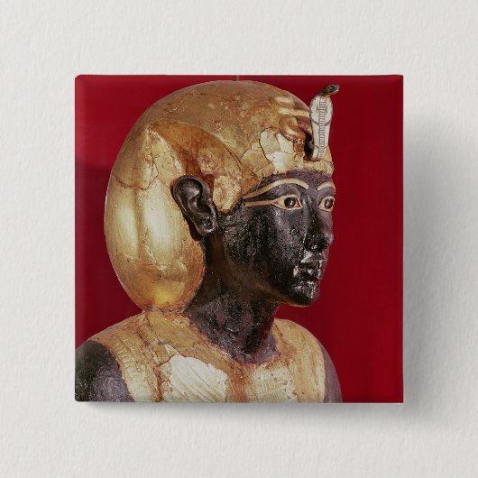 Levensgroottebeeld van Tutankhamun Vierkante Button 5,1 Cm (Voorkant)