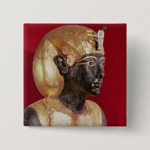 Levensgroottebeeld van Tutankhamun Vierkante Button 5,1 Cm