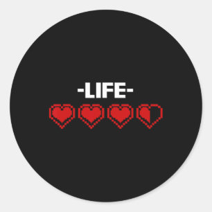 Levensindicator Hart 8 Bit Grafische Videogame Pla Ronde Sticker