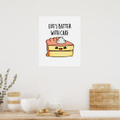 Levenslang met Cake Funny Cake Pun Poster (Keuken)