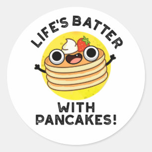 Levenslang met pannenkoeken ronde sticker
