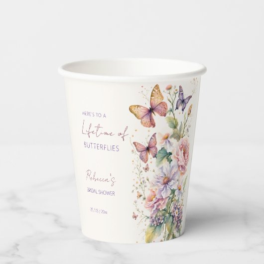 Levenslang van Vlinders bloemenvlees vrijgezellenf Papieren Bekers (Achterkant)