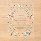 Levenslang van Vlinders Wildflower Vrijgezellenfee Acryl Uitnodigingen (Voorkant)