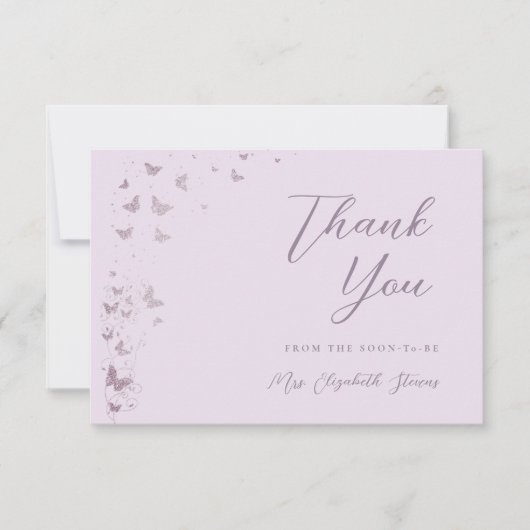 Levenslang Vlinders Lila Zilver Vrijgezellenfeest Bedankkaart (Voorkant)