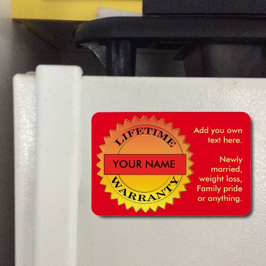 Levenslange garantie Symbool Jouw naam Rect Magnet Magneet