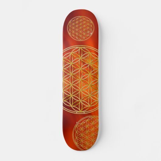 Levensloop / Blume des lebens - goud Skateboard (Voorkant)