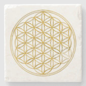 Levensloop / Blume des lebens - goud Stenen Onderzetter (Voorkant)