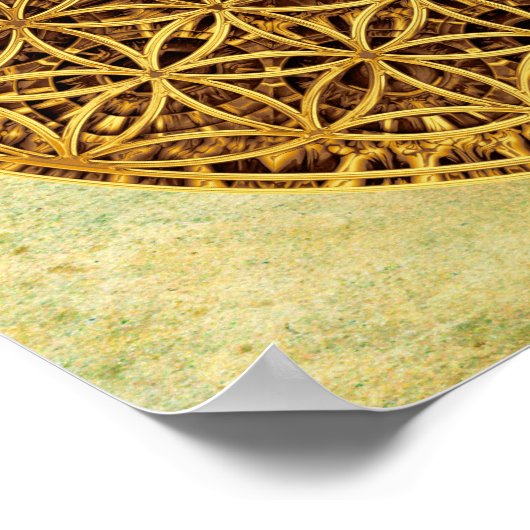 Levensloop / Blume des lebens - medaille goud Poster (Hoek)