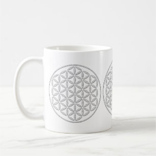 Levensloop / Blume des lebens - wit stempel Koffiemok