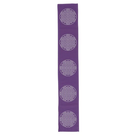 Levensloop / Blume des lebens - wit stempel Lange Tafelloper (Voorkant)