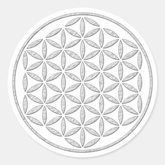 Levensloop / Blume des lebens - wit stempel Ronde Sticker (Voorkant)