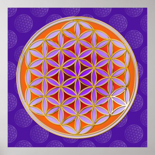 Levensloop - Button stijl oranje violet Poster (Voorkant)