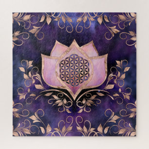 Levensloop in roze lotus-sierbloem legpuzzel