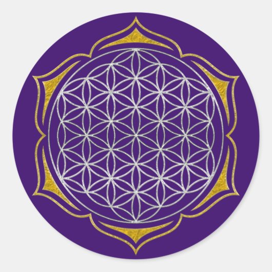 Levensloop - Lotus Silver Gold Ronde Sticker (Voorkant)
