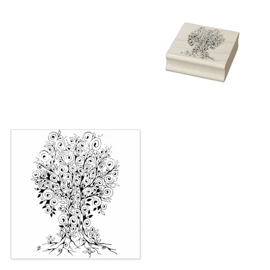 Levensloop - Spiralen bladeren vruchten 1 Rubberstempel (Gestempeld)