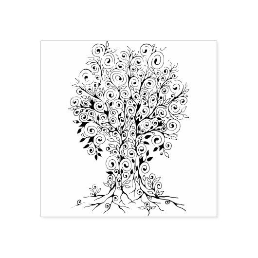 Levensloop - Spiralen bladeren vruchten 1 Rubberstempel (Afrduk)