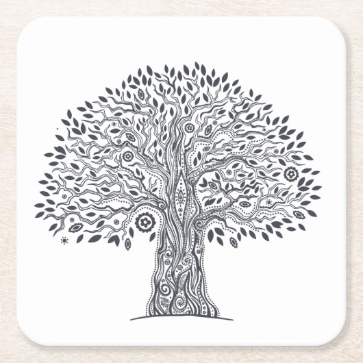 Levensmiddelboom Vierkante Kartonnen Onderzetter (Voorkant)