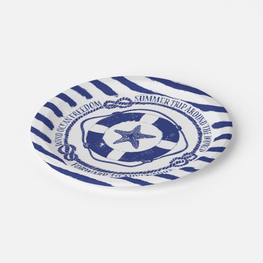 Levensmiddelen en zeeduivel papieren bordje (Gekanteld)