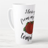 levensmiddelen, rijpe tomaten, groenten en fruit latte mok (Linkerhoek)