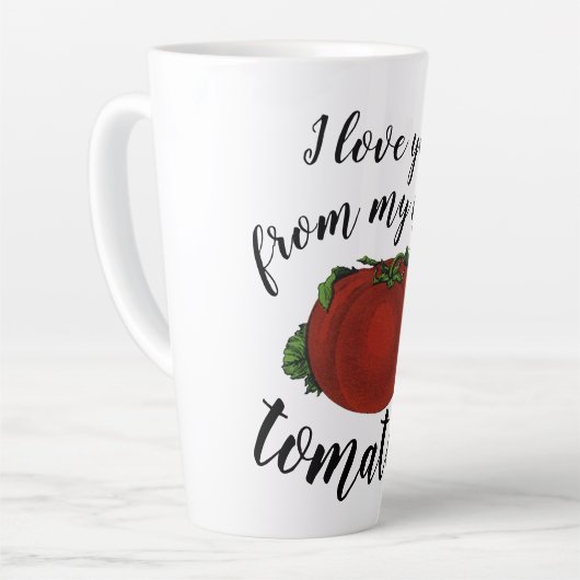 levensmiddelen, rijpe tomaten, groenten en fruit latte mok (Linkerhoek)