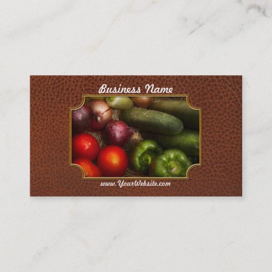Levensmiddelen - uien, tomaten, paprika's en komko visitekaartje (Voorkant)