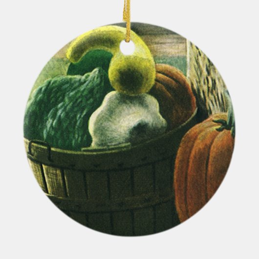  levensmiddelen, Winterpompoenen, pompoenen en app Keramisch Ornament (Achterkant)