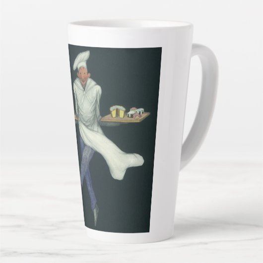 levensmiddelenbedrijven, banketker met bankdesser latte mok (Rechterhoek)