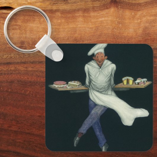 levensmiddelenbedrijven, banketker met bankdesser sleutelhanger (Voorkant)