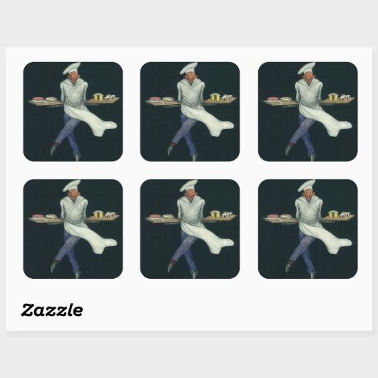 levensmiddelenbedrijven, banketker met bankdesser vierkante sticker (Vel)