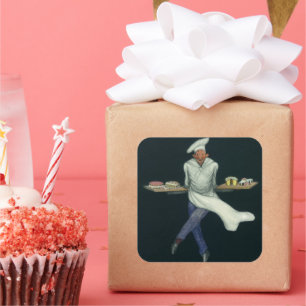  levensmiddelenbedrijven, banketker met bankdesser vierkante sticker