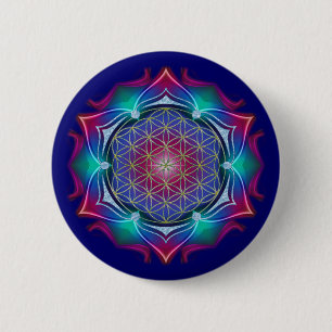 LEVENSSTROOM / Blume des Lebens - Mandala IV Ronde Button 5,7 Cm
