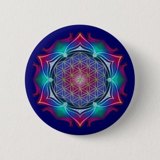 LEVENSSTROOM / Blume des Lebens - Mandala IV Ronde Button 5,7 Cm (Voorkant)