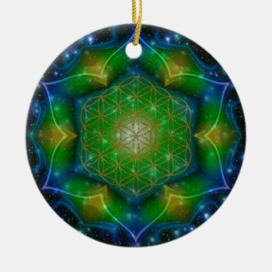 LEVENSSTROOM/Blume des Lebens Mandala V Square Keramisch Ornament