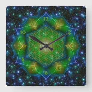 LEVENSSTROOM/Blume des Lebens Mandala V Square Vierkante Klok
