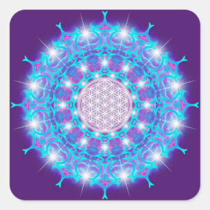 LEVENSSTROOM/Blume des Lebens Stars Mandala Vierkante Sticker