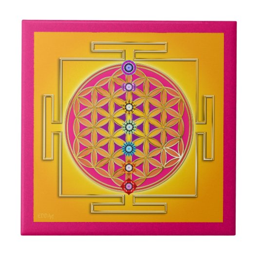 LEVENSSTROOM - Chakras Yantra Tegeltje (Voorkant)