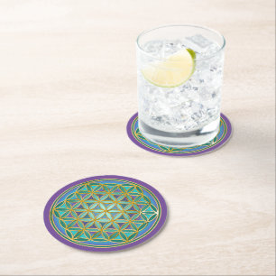 LEVENSSTROOM - Geometrie design 1 Ronde Kartonnen Onderzetter