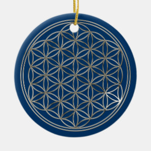 LEVENSSTROOM - goud + zilver / blauw + rood Keramisch Ornament