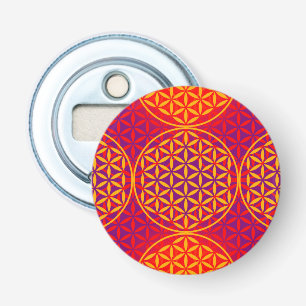 Levenstempelpatroon - oranje roze button flesopener