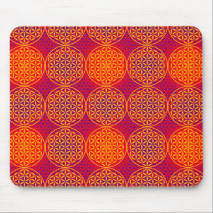 Levenstempelpatroon - oranje roze muismat