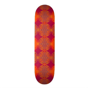 Levenstempelpatroon - oranje roze skateboard