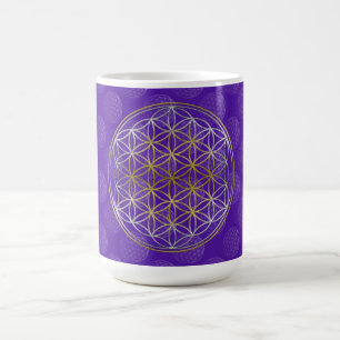 Levenstralen / Blume des lebens - patroonviolet Koffiemok