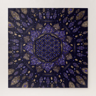 Levenstralen in Lotus Dot Kunstappels en goud Legpuzzel