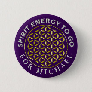 Levenstralen - zegels - gedistilleerde energie om ronde button 5,7 cm