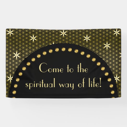 Levenventilator - naadloos patroon - gouden bloem spandoek (Horizontaal)