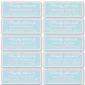 Lever aan Script Huwelijksgast Adres Blauw Sticker (Voorkant)